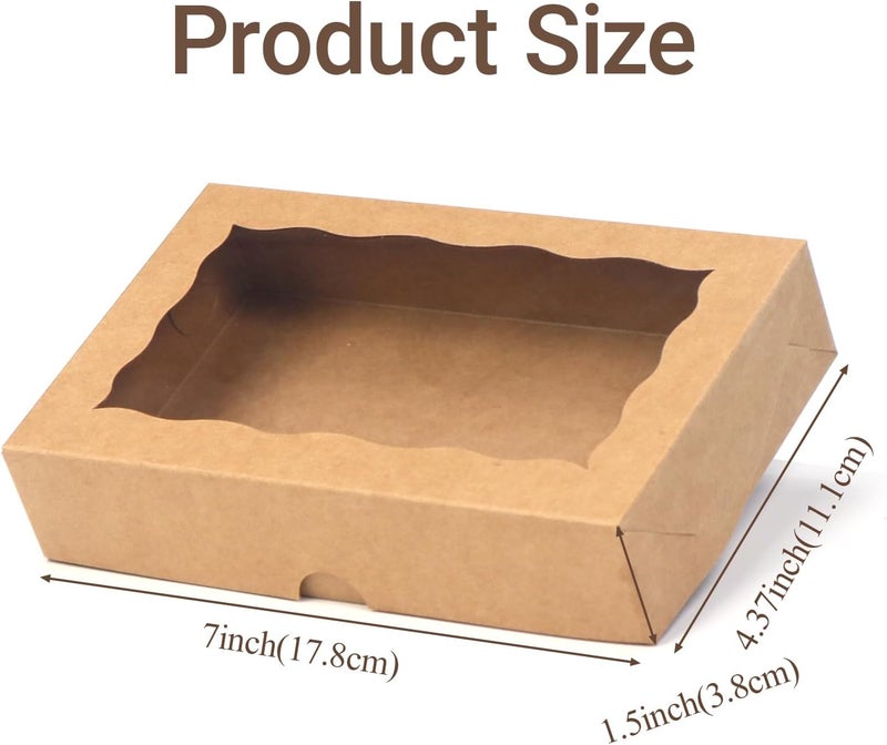 RomanticBaking 50 Pack DIY Assembly Brown 7 x 4 3/8 x 1½ inches Cookies Boxes BakeryTreat Boxes Packaging for Macaron Chocolate Truffle Cakesickle - Image 3
